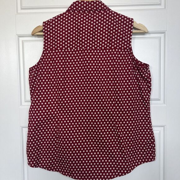 Vintage 90s Tantrums Star Print Button Top Size Medium Fourth Of July Red - Picture 4 of 4